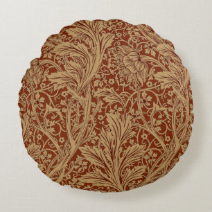 William Morris Arcadia Floral Garden Flower Classi Round Pillow