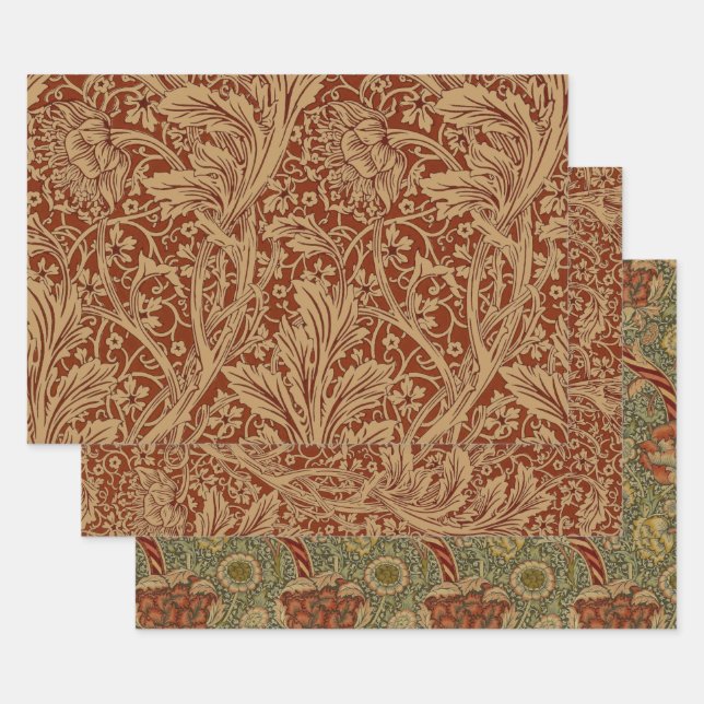 William Morris Arcadia Floral Garden Flower Classi Wrapping Paper Sheet (Set)