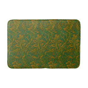 William Morris Arcadia Floral Pattern Green Golden Bath Mat
