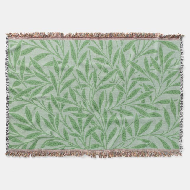 William Morris art green willow blanket (Front)