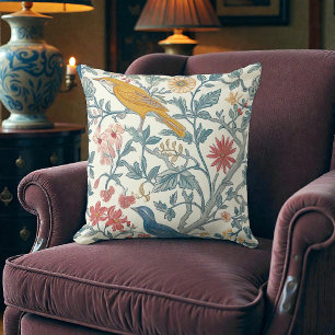 William Morris Art Nouveau Bird Pattern Throw Pillow