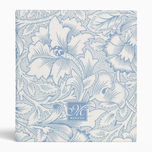 William Morris, Art Nouveau Blue Acanthus Monogram Binder (Front)