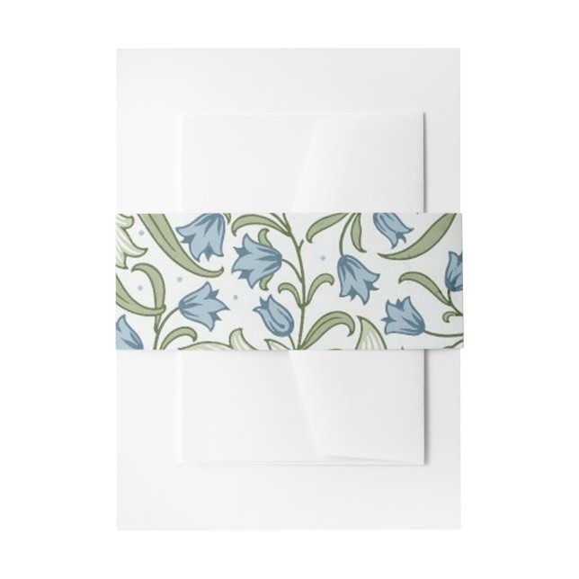 William Morris - Art Nouveau Blue Bellflowers Invitation Belly Band (Front Example)