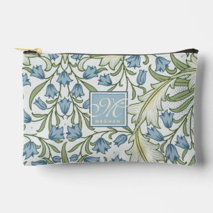 William Morris Art Nouveau Blue Bellfower Monogram Accessory Pouch