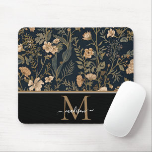 William Morris Art Nouveau Monogram floral Mouse Pad