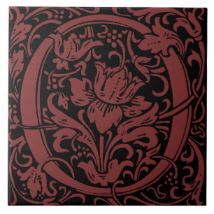 William Morris Art Nouveau Monogrammed Letter O Tile