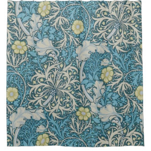 William Morris,art nouveau pattern, seaweed,blue,f