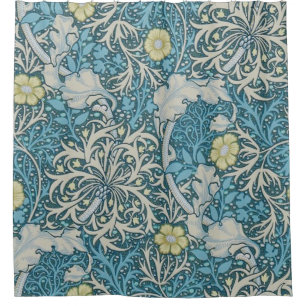 William Morris,art nouveau pattern, seaweed,blue,f