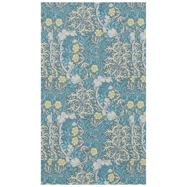 William Morris,art nouveau pattern, seaweed,blue,f Tablecloth (Front)