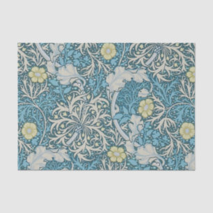 William Morris,art nouveau pattern, seaweed,blue,f Tissue Paper