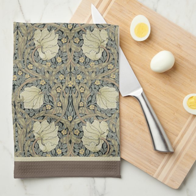 William Morris Art Nouveau Pimpernel Flowers Kitchen Towel (Quarter Fold)