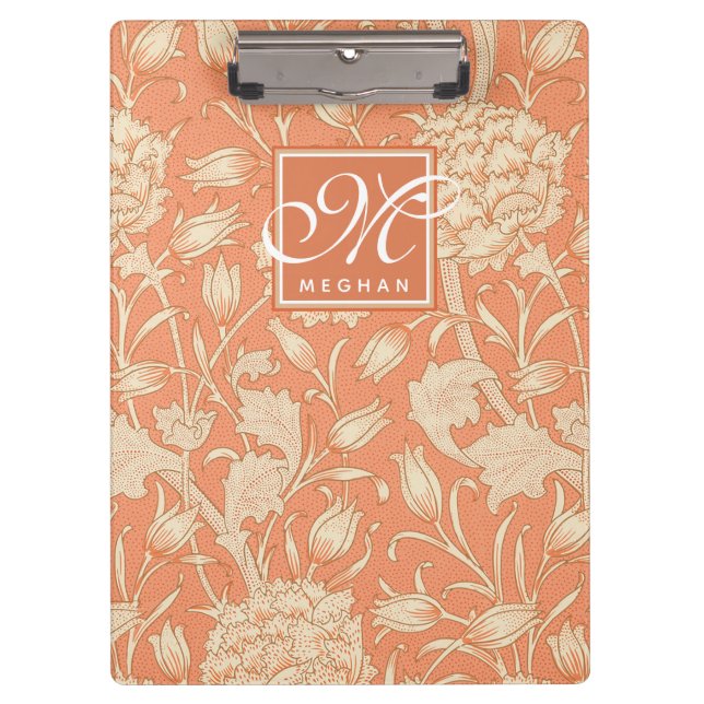William Morris - Art Nouveau Wild Tulips  Monogram Clipboard (Front)