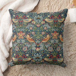 William Morris Art Throw Pillow Strawberry Thief