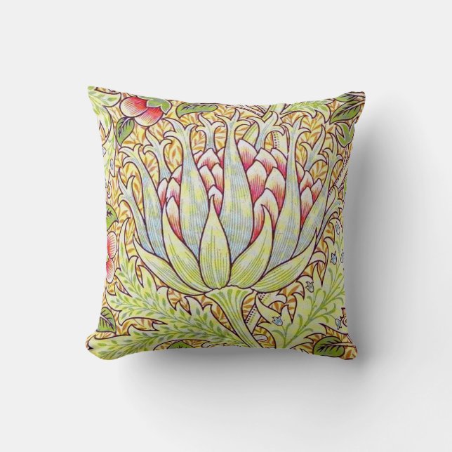William Morris Artichoke Throw Pillow (Front)