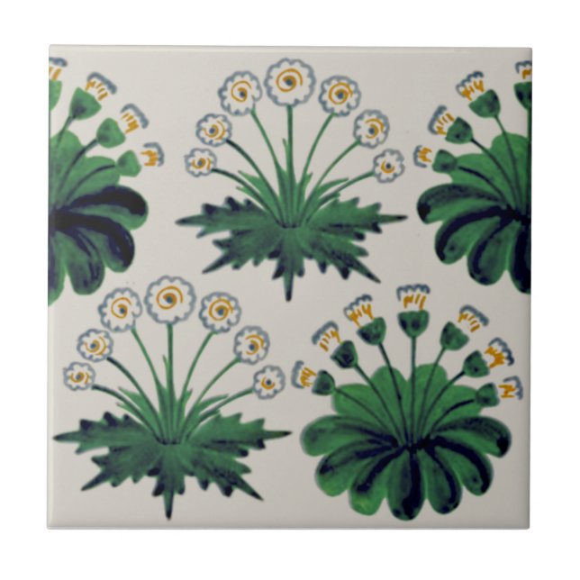 William Morris Arts & Crafts Daisies Reproduction Tile (Front)
