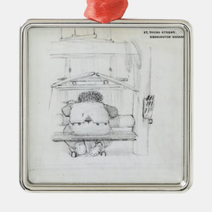 William Morris at his loom, caricature Metal Ornament