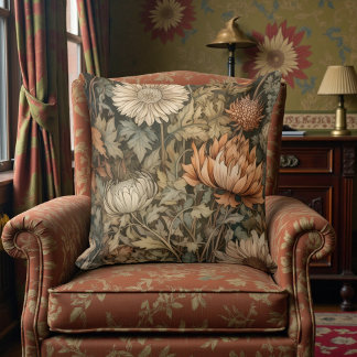 William Morris Autumn Floral Throw Pillow