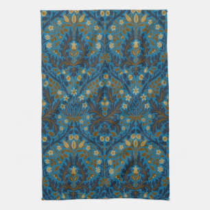 William Morris Autumn Flowers Pattern Seaside Blue Kitchen Towel