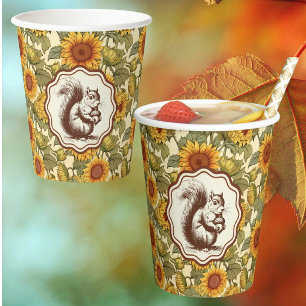 William Morris Autumn Leaves Squirrel  Paper Cups