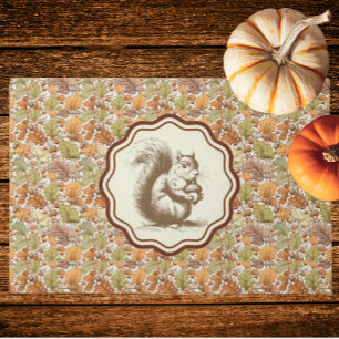 William Morris Autumn Leaves Vintage Squirrel Doormat