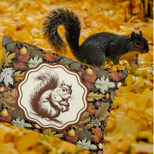 William Morris Autumn Leaves with Squirrel Retro  Accent Pillow