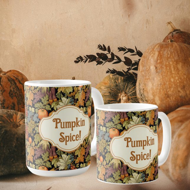 William Morris Autumn Pumpkin Spice Personalized  Coffee Mug (Perfect for those chilly fall days and nights!)