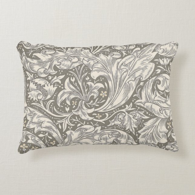 William Morris Bachelor's Button antique damask Accent Pillow (Front)