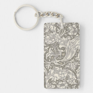 William Morris Bachelor's Button antique damask Keychain