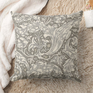 William Morris Bachelor's Button antique damask Throw Pillow
