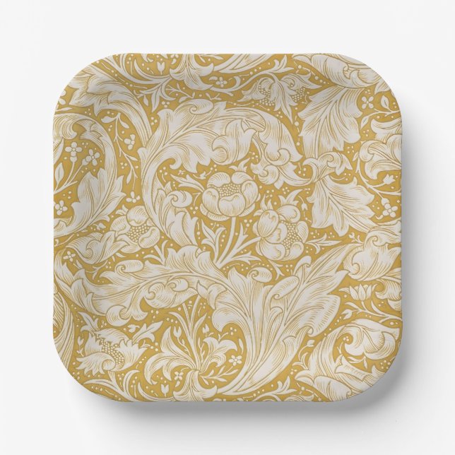 William Morris Bachelor's Button Flower Classic Paper Plate (Front)