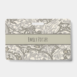 William Morris Bachelor's Button Flower Floral Bot Badge