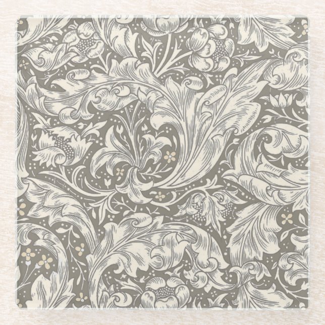 William Morris Bachelor's Button Flower Floral Bot Glass Coaster (Front)