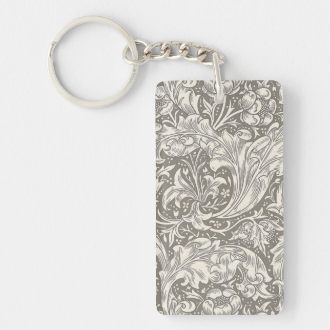William Morris Bachelor's Button Flower Floral Bot Keychain (Front)
