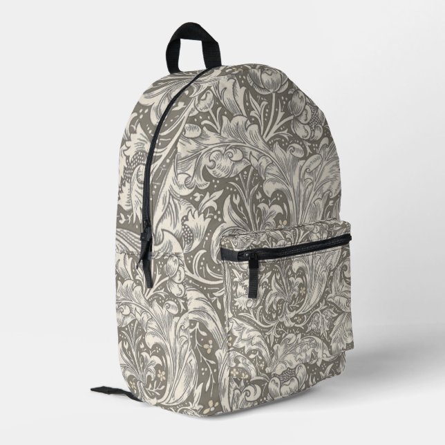 William Morris Bachelor's Button Flower Floral Bot Printed Backpack (Back Corner Left)