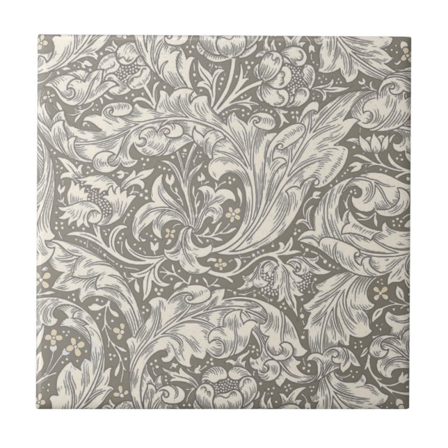 William Morris Bachelor's Button Flower Floral Bot Tile (Front)