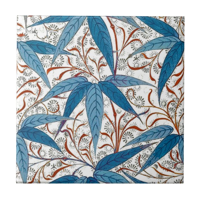 William Morris Bamboo Print, Denim Blue & White Tile (Front)