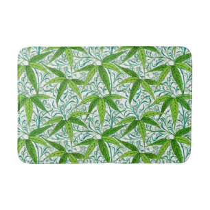 William Morris Bamboo Print, Green and White Bath Mat
