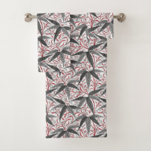 William Morris Bamboo Print, Grey and White Bath Towel Set