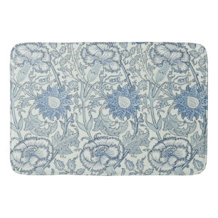William Morris Beautiful floral pattern, blue,rose Bath Mat