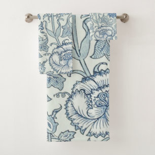 William Morris Beautiful floral pattern, blue,rose Bath Towel Set
