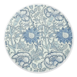 William Morris Beautiful floral pattern, blue,rose Ceramic Knob