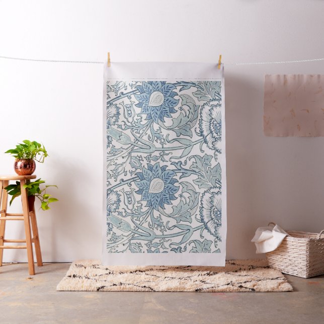 William Morris Beautiful floral pattern, blue,rose Fabric (In Situ)