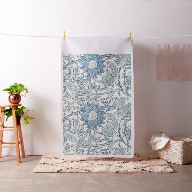 William Morris Beautiful floral pattern, blue,rose Fabric (In Situ)
