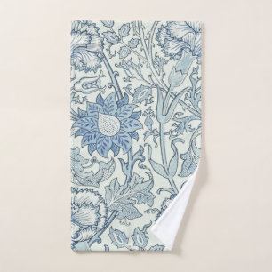 William Morris Beautiful floral pattern, blue,rose Hand Towel