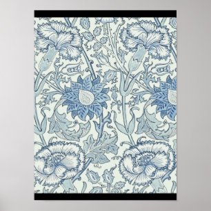 William Morris Beautiful floral pattern, blue,rose Poster