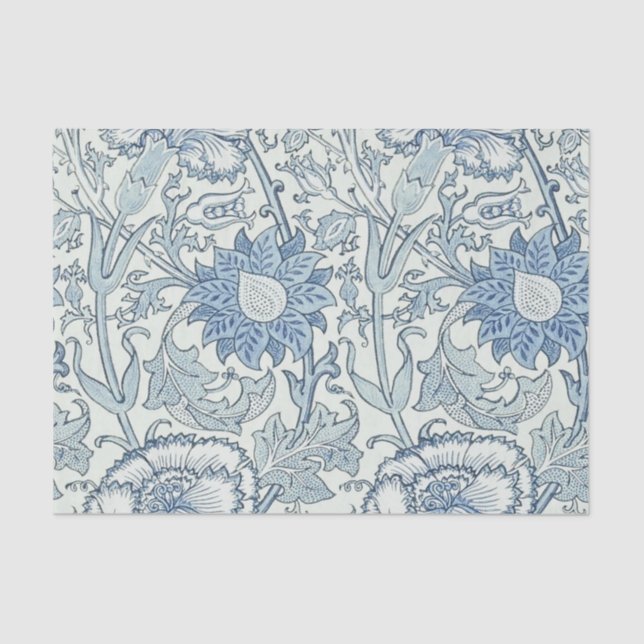 William Morris Beautiful floral pattern, blue,rose Tissue Paper (Front)