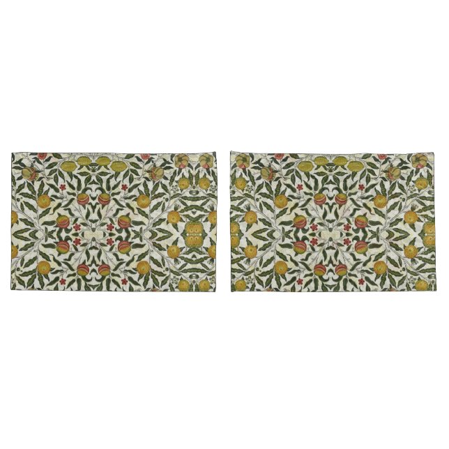 William Morris Beautiful Fruit Foliage Flowers Red Pillowcase (Back-Set)