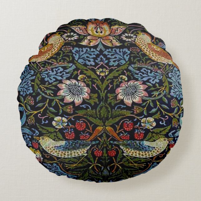 William Morris beautiful pattern, art nouveau, vin Round Pillow (Front)