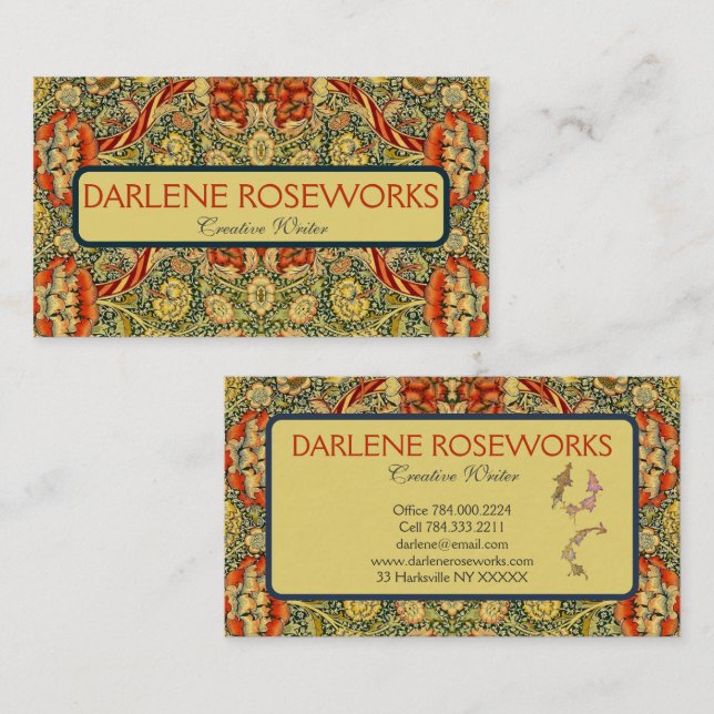 William Morris Beautiful Wandle Design Business Card (Front/Back)