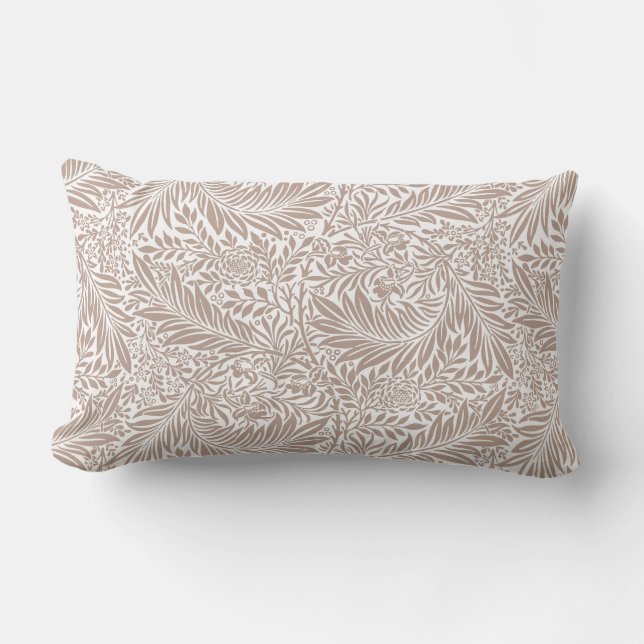 William Morris Beige Larkspur Pattern Lumbar Pillow (Front)